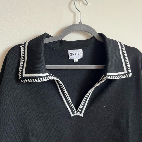 SNDYS Arlington Collared Sweater in Black & White Size Small - Picture 5 of 13